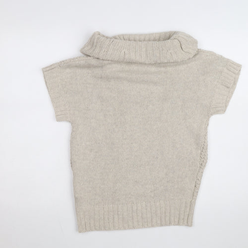 Esprit Women Beige Short Sleeve Roll Neck Chunky Knit Jumper M