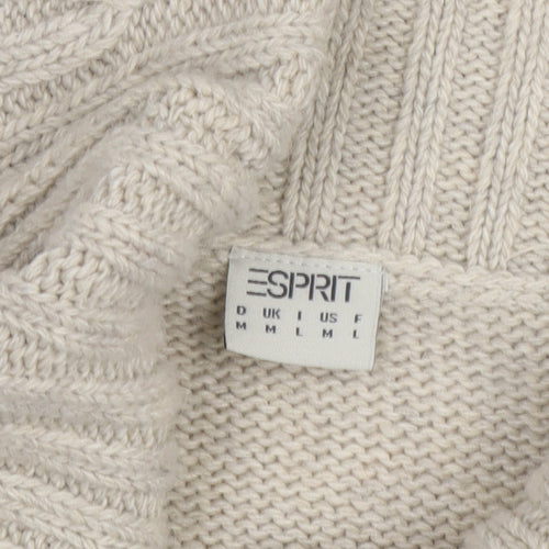 Esprit Women Beige Short Sleeve Roll Neck Chunky Knit Jumper M