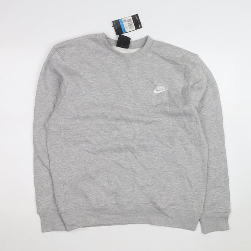 Nike Men's Grey Regular Fit Crew Neck Sweatshirt M