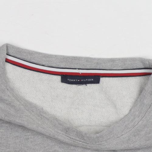Tommy Hilfiger Women Grey Size M Pullover Sweatshirt with Lace-Up Accents