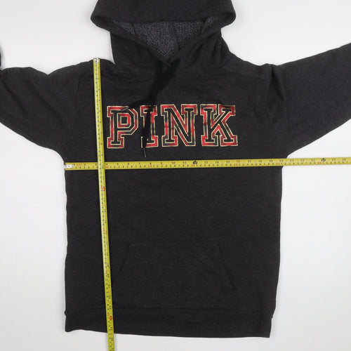 Victoria's Secret PINK Womens Charcoal Pullover Hoodie XS Fleece Lined