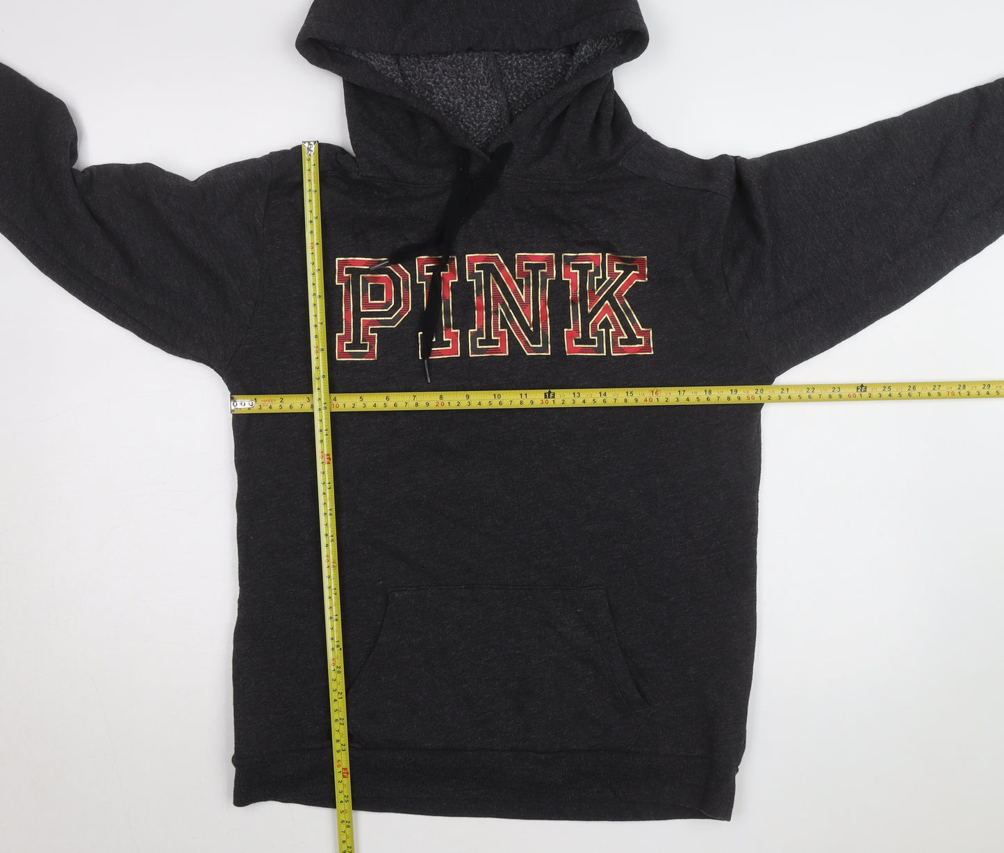 Victoria's Secret PINK Womens Charcoal Pullover Hoodie XS Fleece Lined