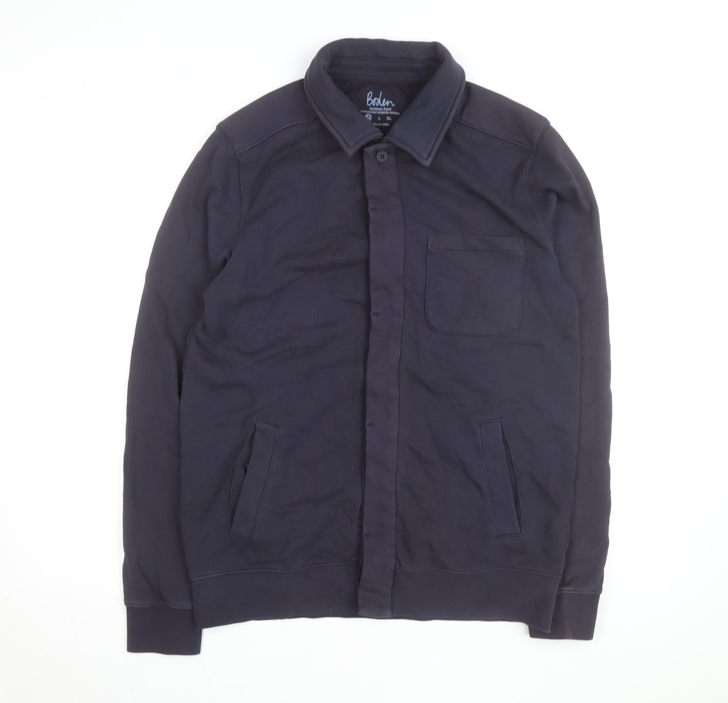 Boden Men’s Blue Cotton Button-Up Overshirt M Regular Fit