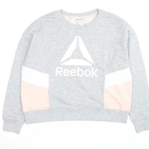 Reebok Men's Grey Crew Neck Long Sleeve Pullover Sweatshirt L