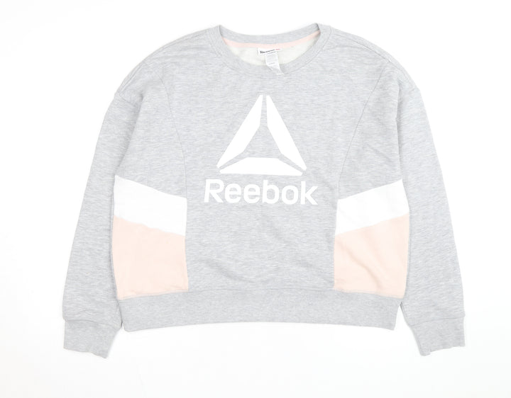 Reebok Men's Grey Crew Neck Long Sleeve Pullover Sweatshirt L