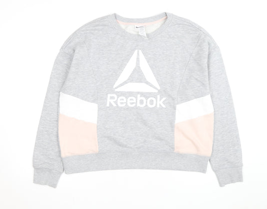 Reebok Men's Grey Crew Neck Long Sleeve Pullover Sweatshirt L