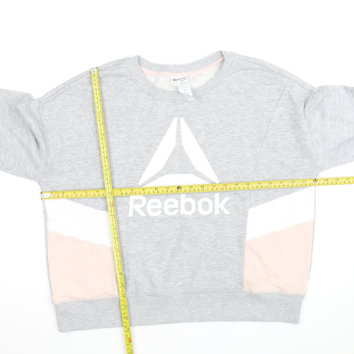 Reebok Men's Grey Crew Neck Long Sleeve Pullover Sweatshirt L