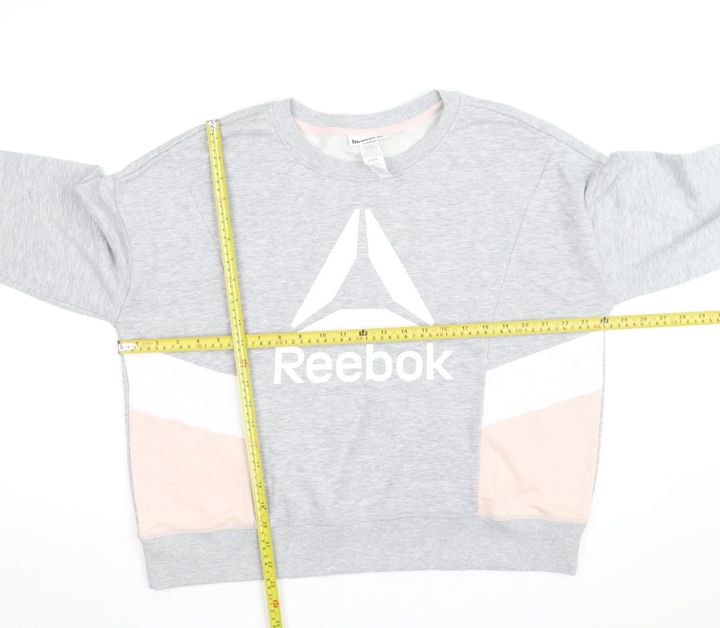 Reebok Men's Grey Crew Neck Long Sleeve Pullover Sweatshirt L