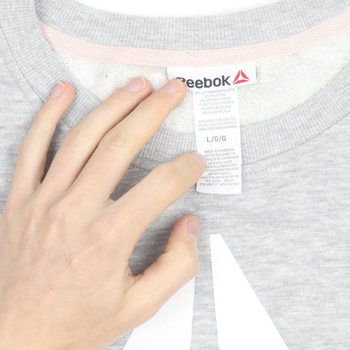 Reebok Men's Grey Crew Neck Long Sleeve Pullover Sweatshirt L