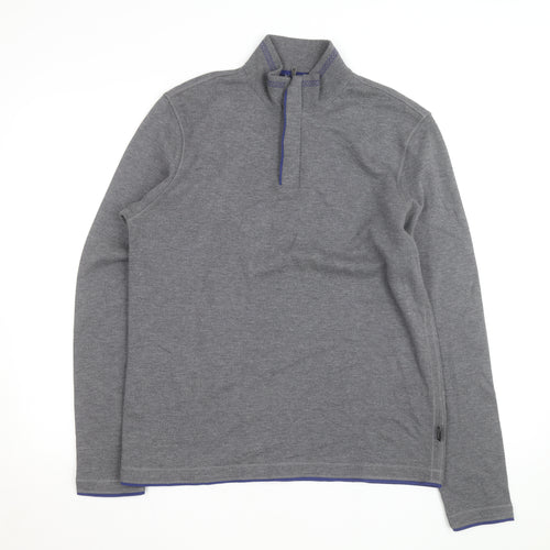 Hugo Boss Men's Grey 1/4 Zip Regular Fit Sweatshirt, Size L