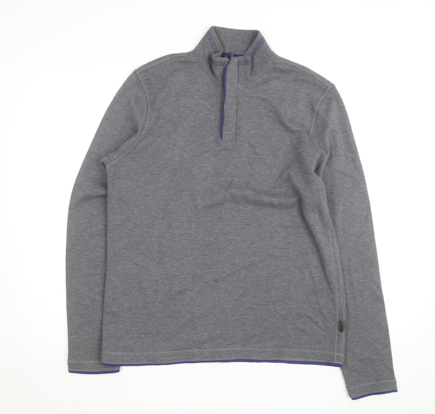 Hugo Boss Men's Grey 1/4 Zip Regular Fit Sweatshirt, Size L