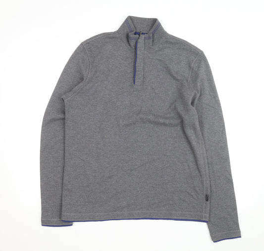 Hugo Boss Men's Grey 1/4 Zip Regular Fit Sweatshirt, Size L