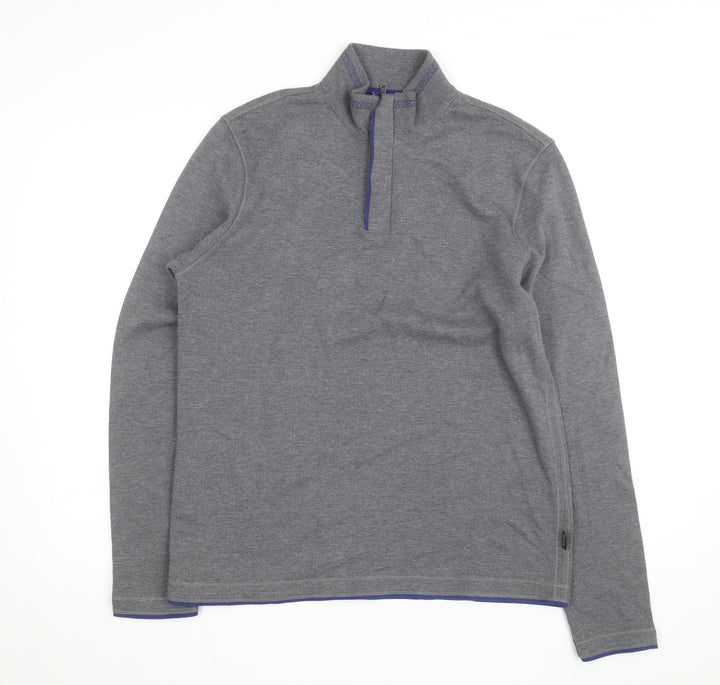 Hugo Boss Men's Grey 1/4 Zip Regular Fit Sweatshirt, Size L