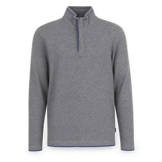 Front view of Hugo Boss Men's Grey 1/4 Zip Regular Fit Sweatshirt, size L