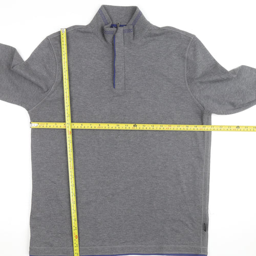 Hugo Boss Men's Grey 1/4 Zip Regular Fit Sweatshirt, Size L