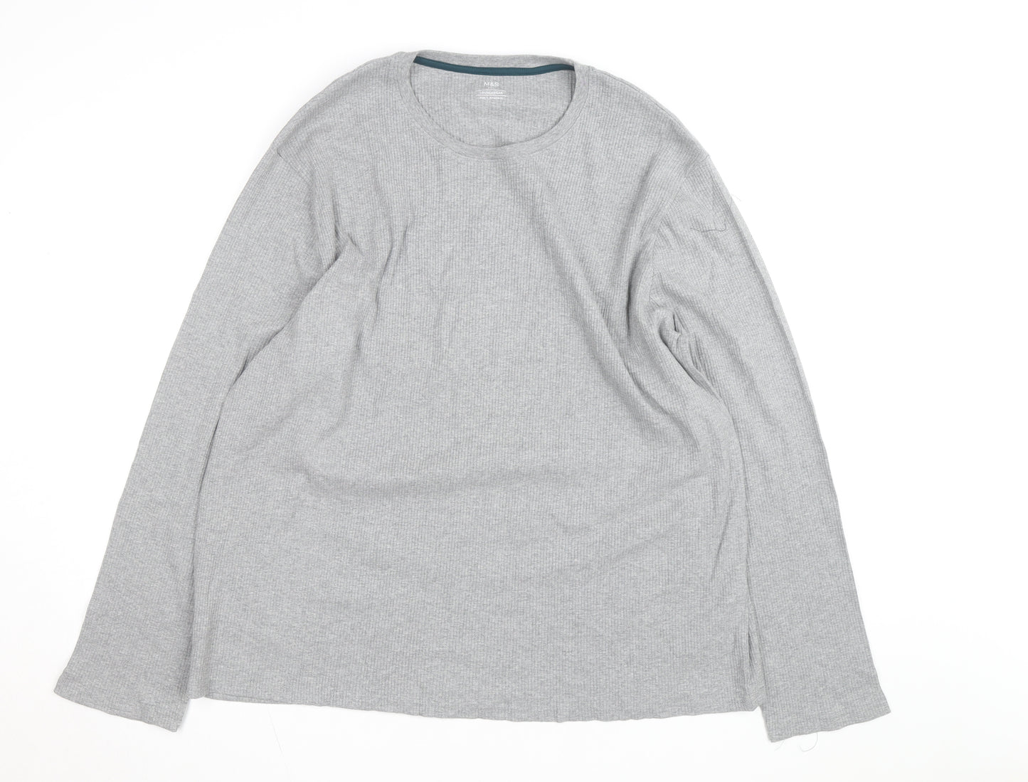 Marks and Spencer Men's Grey 2XL Long Sleeve Pyjama Top
