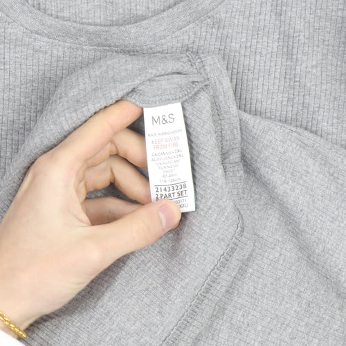 Marks and Spencer Men's Grey 2XL Long Sleeve Pyjama Top