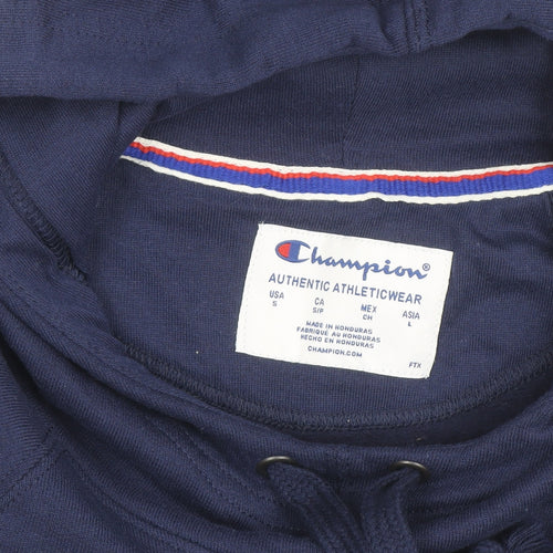 Champion Men's Blue Pullover Hoodie Small Logo Sportswear