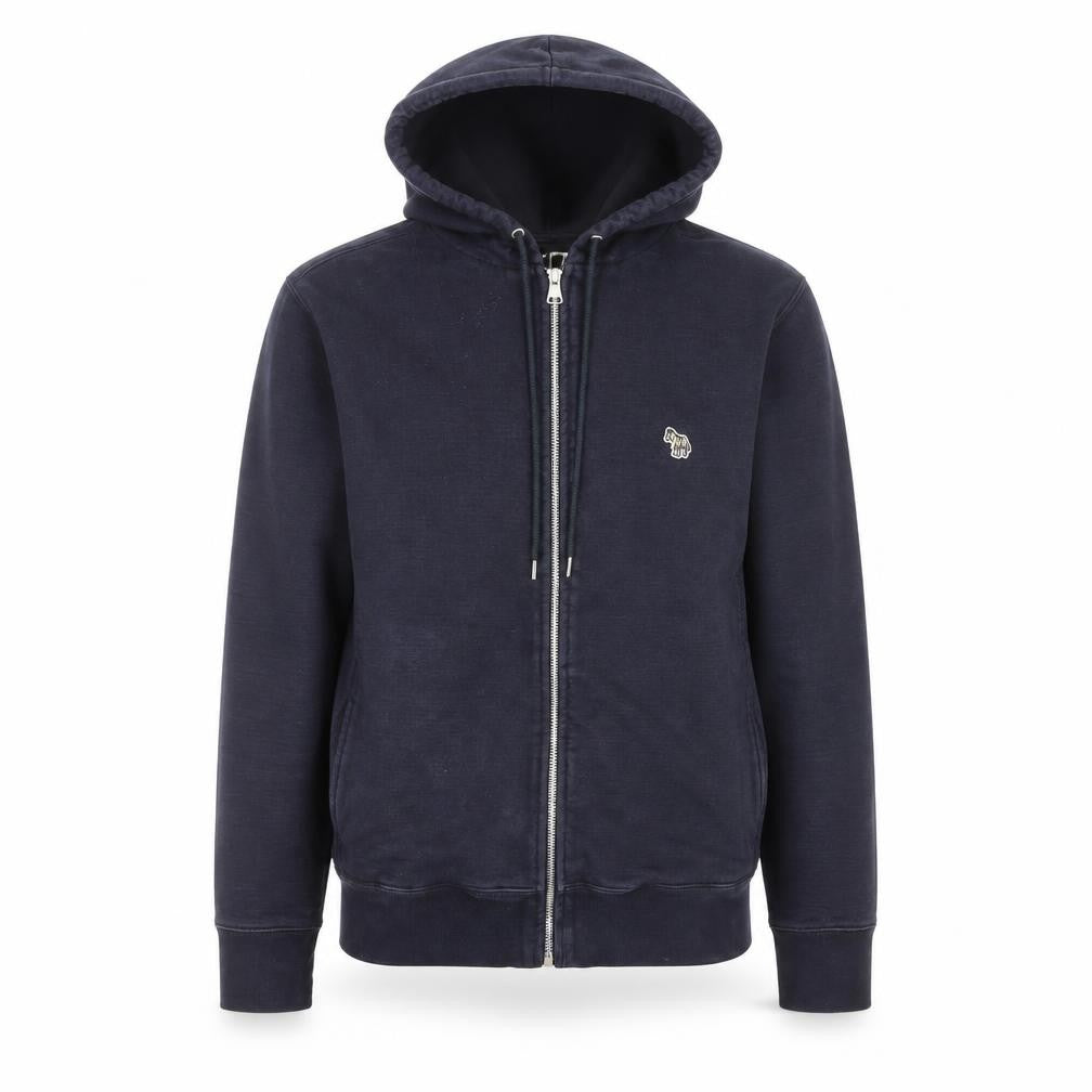 Front view of Paul Smith Men’s Blue Full Zip Hoodie Small Cotton Sweatshirt