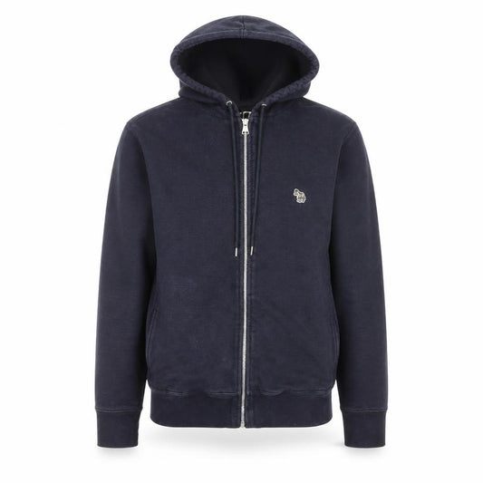 Front view of Paul Smith Men’s Blue Full Zip Hoodie Small Cotton Sweatshirt