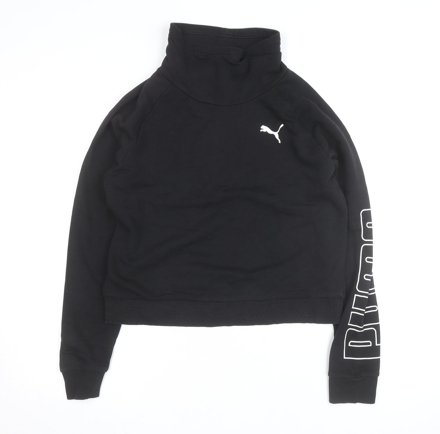 Puma Women Black Small Pullover High Neck Sweatshirt