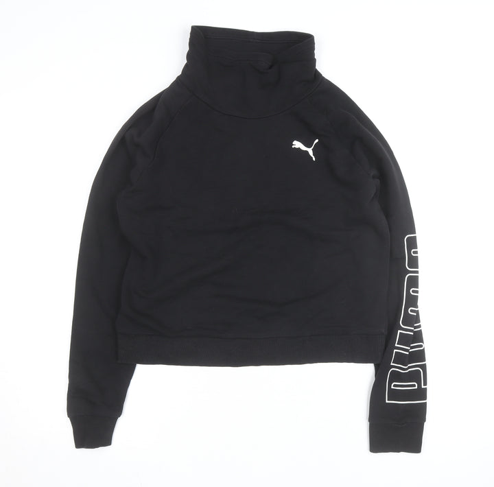 Puma Women Black Small Pullover High Neck Sweatshirt