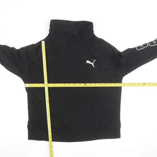 Puma Women Black Small Pullover High Neck Sweatshirt