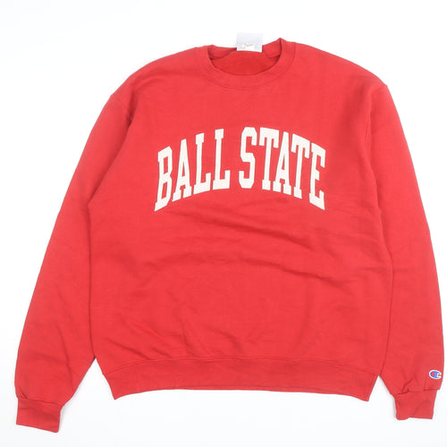 Champion Men's Red Ball State Pullover Crew Neck Sweatshirt L