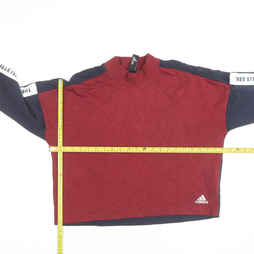 Adidas Women Burgundy & Navy Pullover Sweatshirt Size L