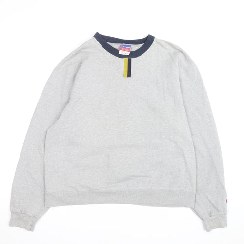 Champion Mens Grey Pullover Sweatshirt L Regular Fit Crew Neck