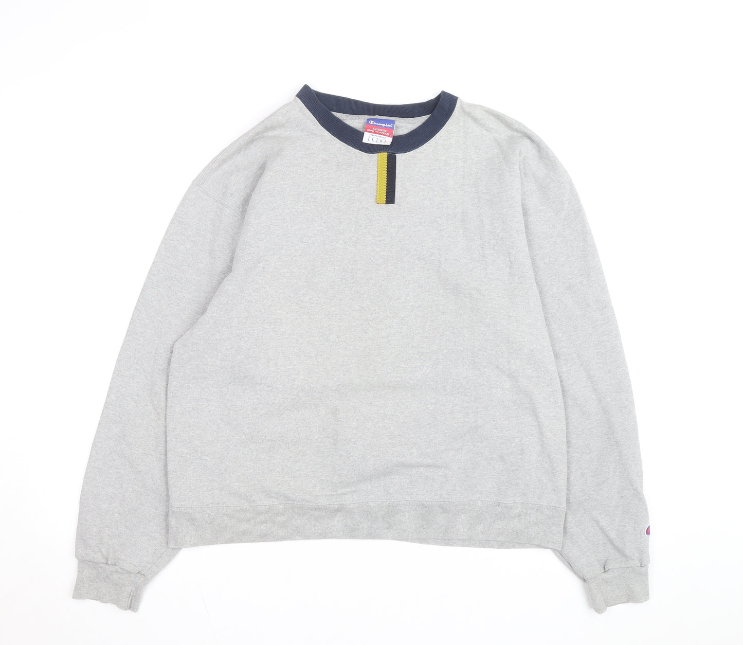 Champion Mens Grey Pullover Sweatshirt L Regular Fit Crew Neck