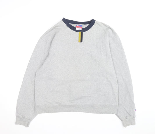Champion Mens Grey Pullover Sweatshirt L Regular Fit Crew Neck