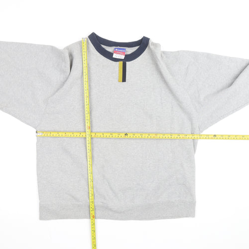 Champion Mens Grey Pullover Sweatshirt L Regular Fit Crew Neck