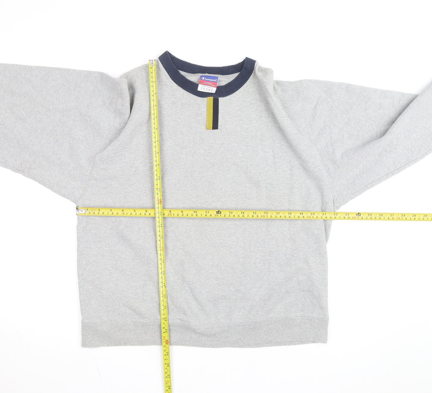 Champion Mens Grey Pullover Sweatshirt L Regular Fit Crew Neck