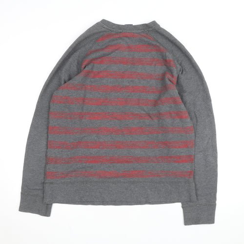 Nike Mens Grey Red Striped Crew Neck Pullover Sweatshirt L
