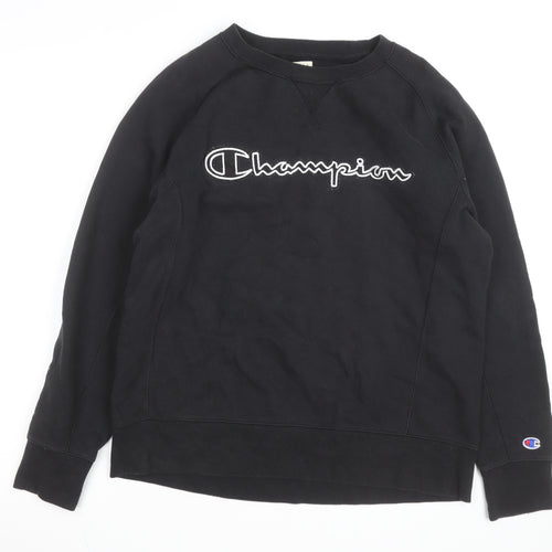 Champion Men's Black Pullover Sweatshirt Medium Embroidered Logo