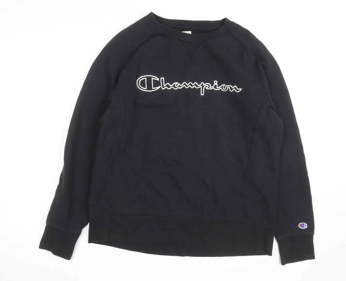 Champion Men's Black Pullover Sweatshirt Medium Embroidered Logo