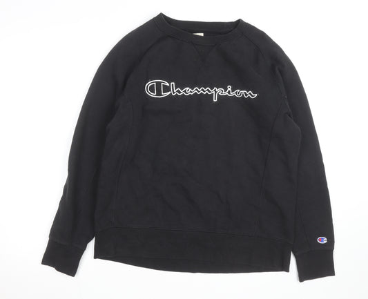 Champion Men's Black Pullover Sweatshirt Medium Embroidered Logo