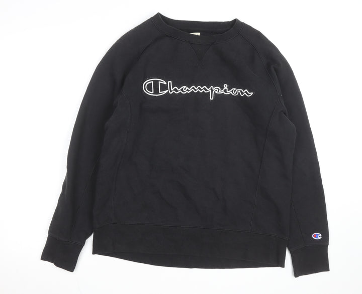 Champion Men's Black Pullover Sweatshirt Medium Embroidered Logo