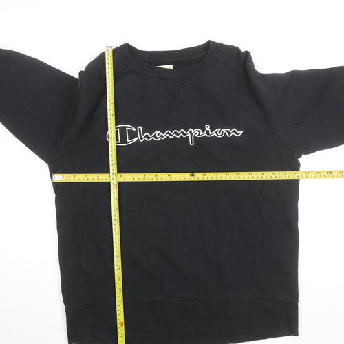 Champion Men's Black Pullover Sweatshirt Medium Embroidered Logo