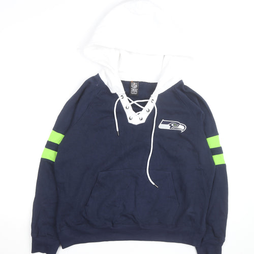NFL Team Apparel Men’s Blue Seattle Seahawks Lace Up Hoodie M
