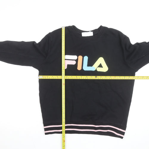 FILA Womens Black Sweatshirt Small Logo Crew Neck Pullover