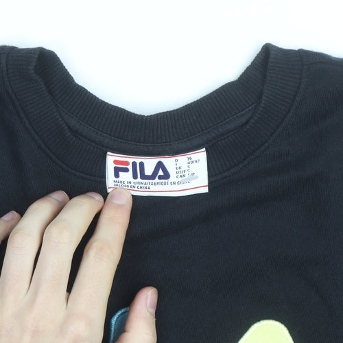 FILA Womens Black Sweatshirt Small Logo Crew Neck Pullover