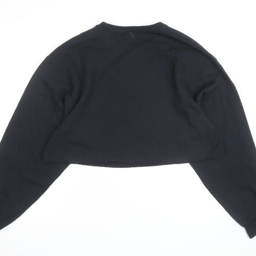 Disney Womens Black L Cropped Mickey Mouse Graphic Sweatshirt