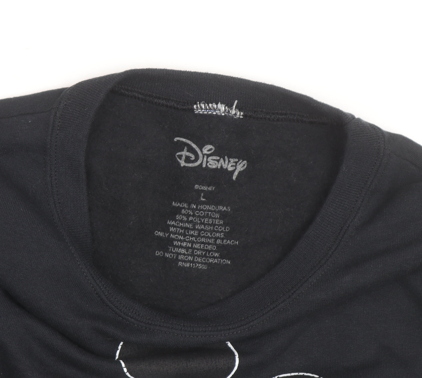 Disney Womens Black L Cropped Mickey Mouse Graphic Sweatshirt