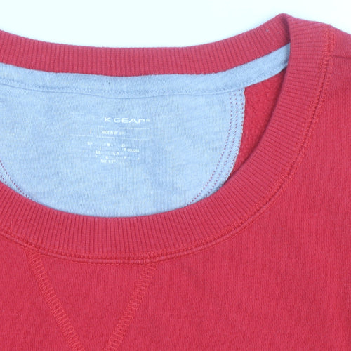 K Gear Men's Red Crew Neck Cotton Blend Pullover Sweatshirt Size L