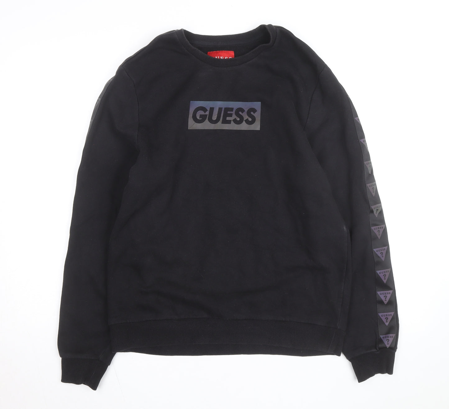 Guess Men's Black Logo Crew Neck Sweatshirt Medium