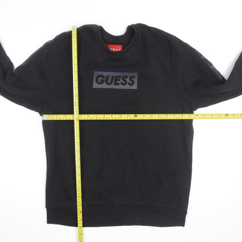 Guess Men's Black Logo Crew Neck Sweatshirt Medium