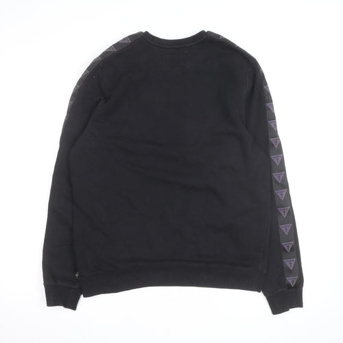 Guess Men's Black Logo Crew Neck Sweatshirt Medium