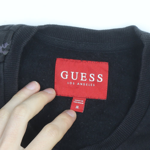 Guess Men's Black Logo Crew Neck Sweatshirt Medium